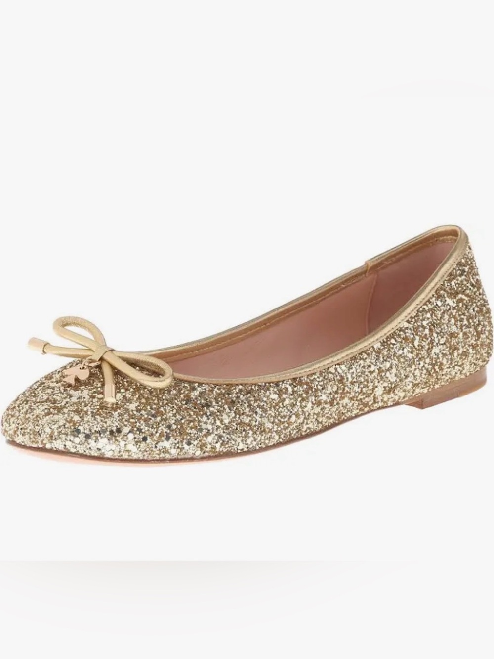 Kate Spade NY Gold Glitter Willa Ballet Flat with Bow Charm - Picture 4 of 8